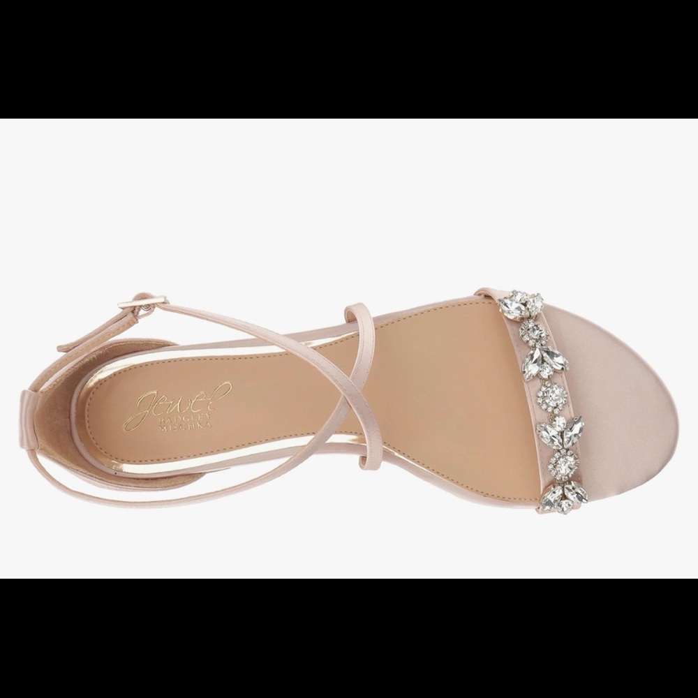 Jewel Bradley Mischka evening sandal beige 6.5
